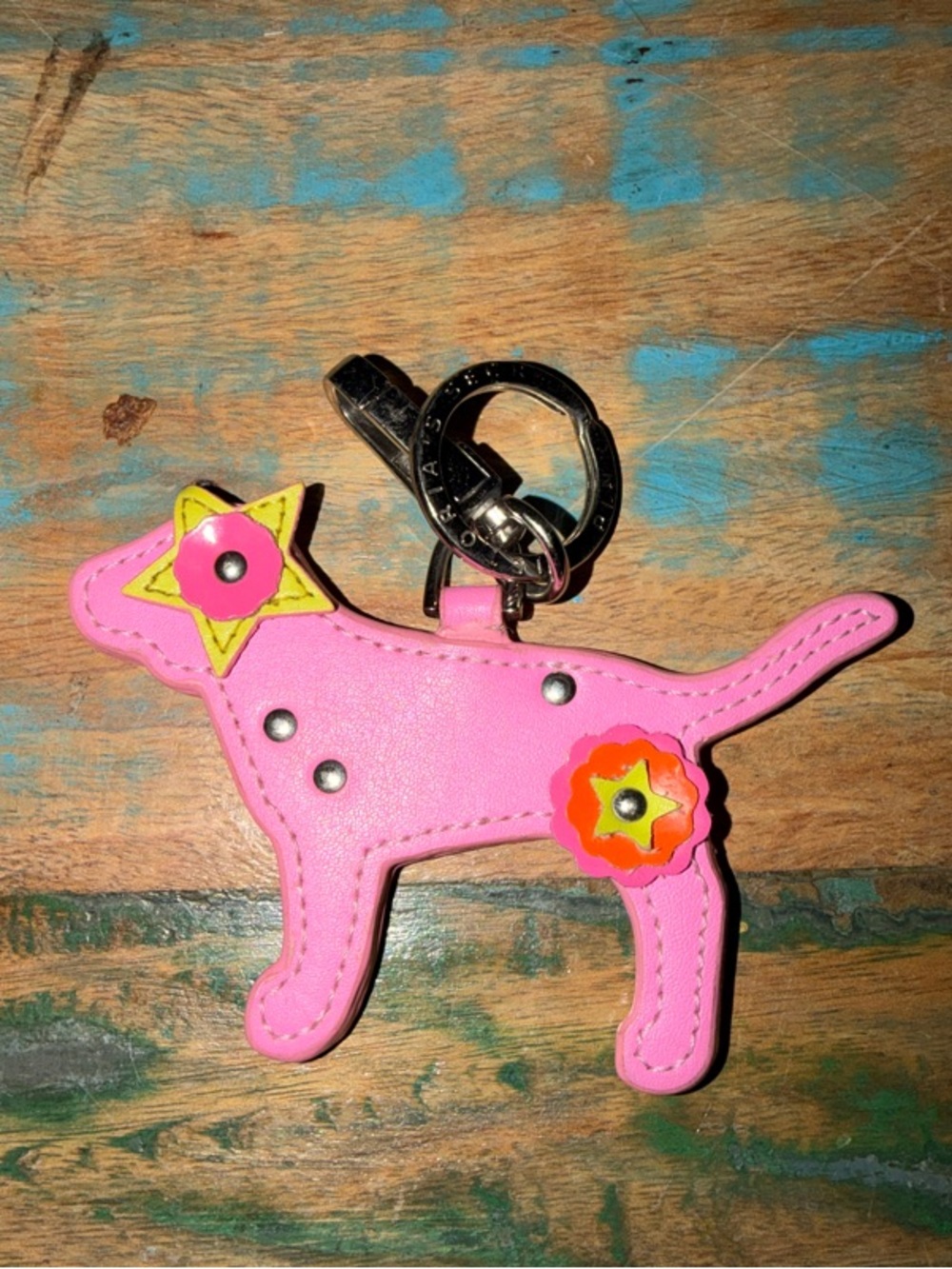 Vintage 1990s Victoria secret Pink Dog Keychain Charm - Cute Pet Accessory